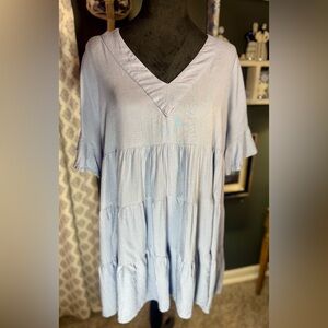 Bundle 5 at $5 for $15 Blue Tiered Linen Blend Babydoll Dress - Size L